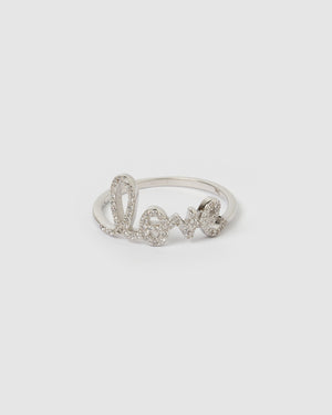 Izoa LOVE Crystal Ring Silver