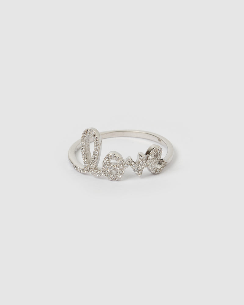 Izoa LOVE Crystal Ring Silver