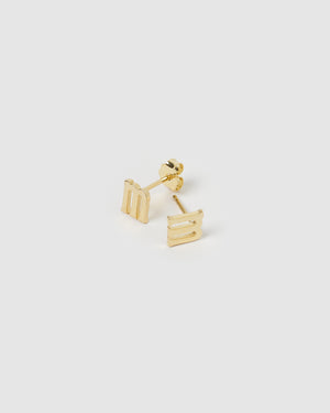 Izoa Little Letter M Stud Earrings Gold