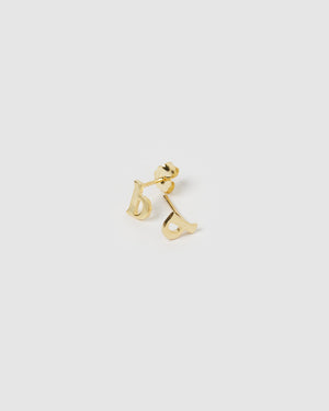 Izoa Little Letter B Stud Earrings Gold