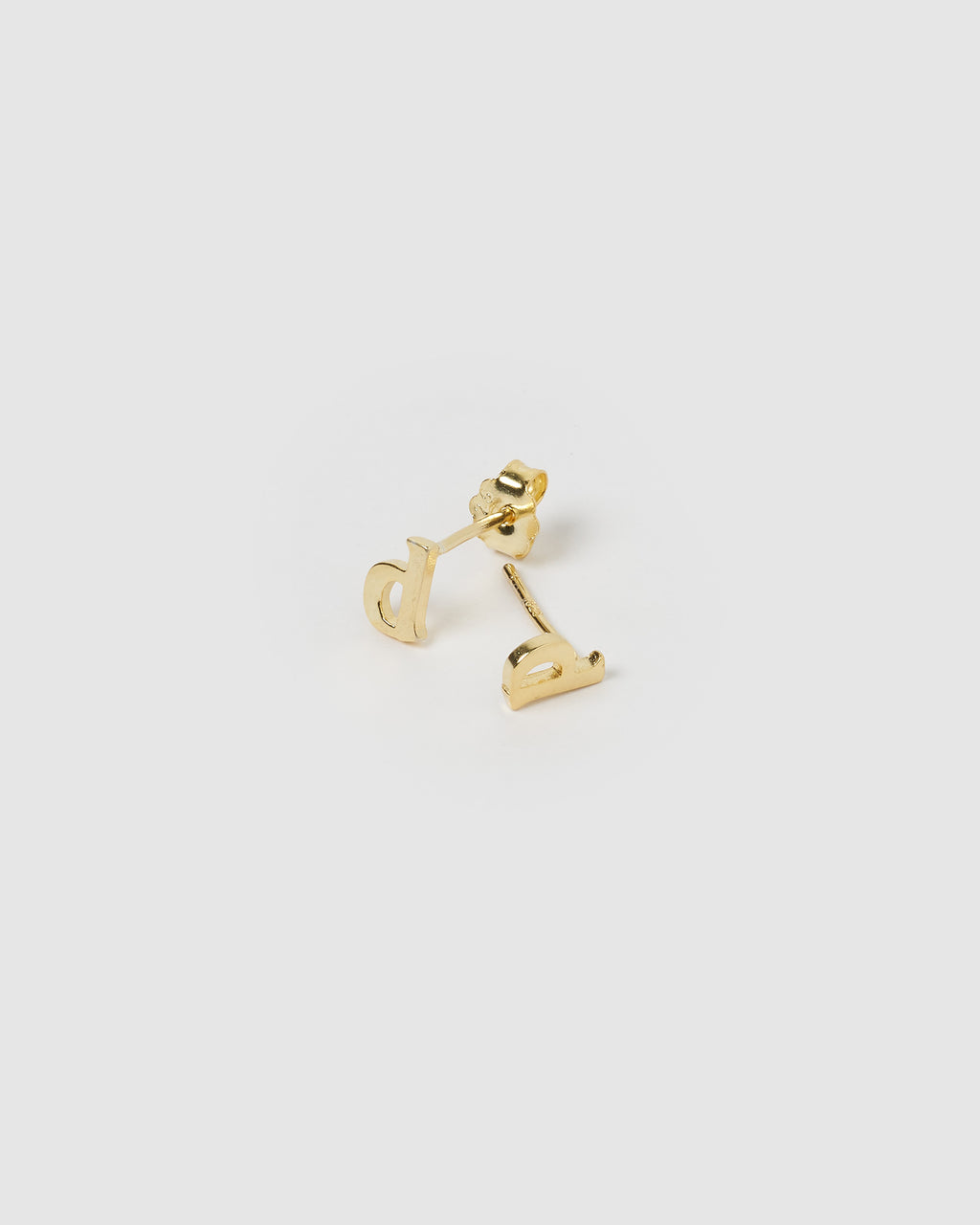 Izoa Little Letter D Stud Earrings Gold