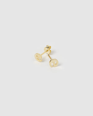 Izoa Little Letter E Stud Earrings Gold