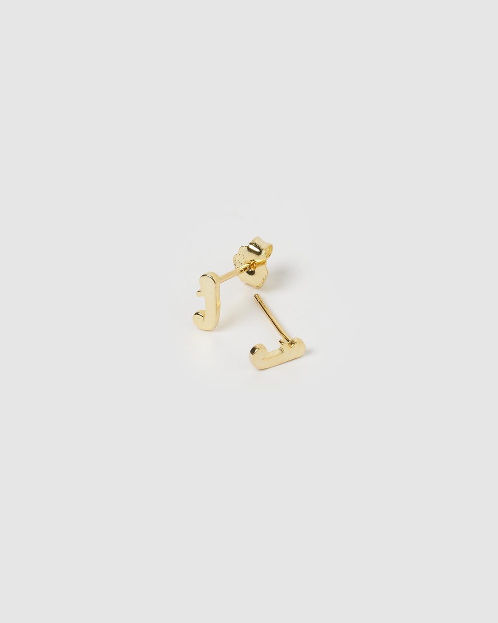 Izoa Little Letter J Stud Earrings Gold