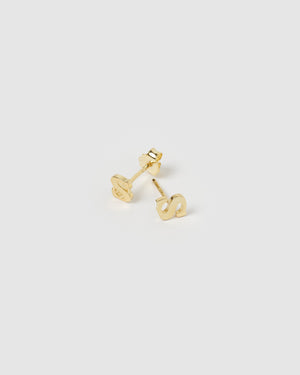 Izoa Little Letter S Stud Earrings Gold