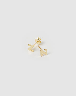 Izoa Little Letter Z Stud Earrings Gold