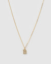 Izoa Crystal Letter B Necklace Gold