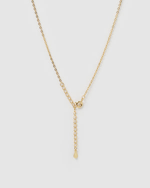 Izoa Crystal Letter G Necklace Gold