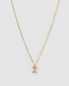 Izoa Crystal Letter Z Necklace Gold