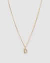 Izoa Crystal Letter D Necklace Gold