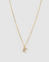 Izoa Crystal Letter K Necklace Gold