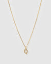 Izoa Crystal Letter Q Necklace Gold