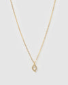 Izoa Crystal Letter Q Necklace Gold