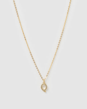 Izoa Crystal Letter Q Necklace Gold