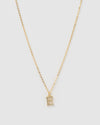 Izoa Crystal Letter E Necklace Gold