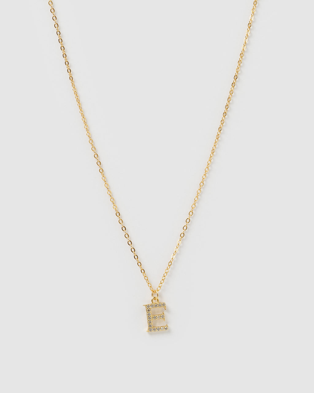 Izoa Crystal Letter E Necklace Gold