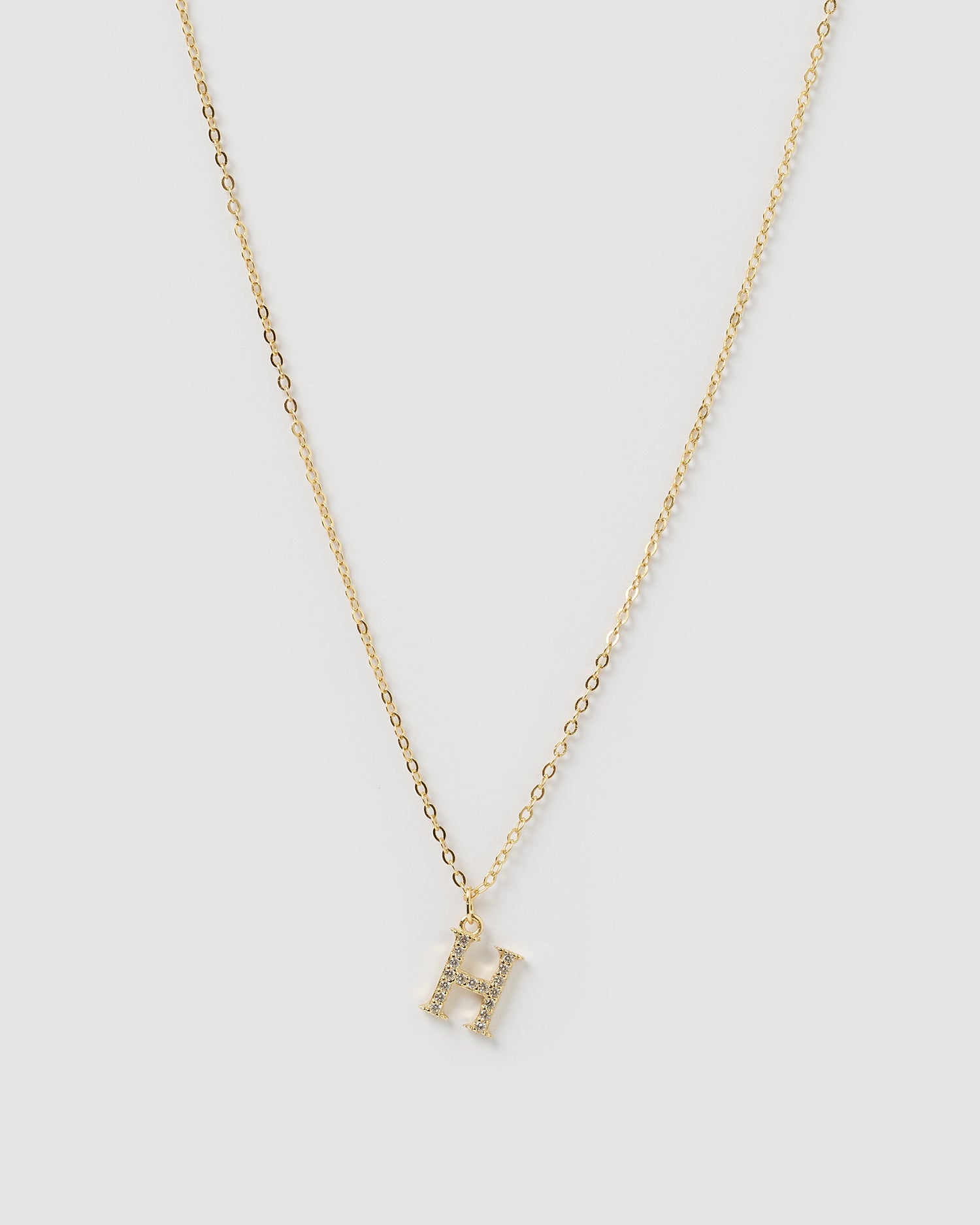 Izoa Crystal Letter H Necklace Gold