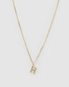 Izoa Crystal Letter H Necklace Gold
