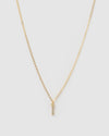 Izoa Crystal Letter I Necklace Gold