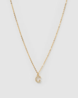 Izoa Crystal Letter G Necklace Gold