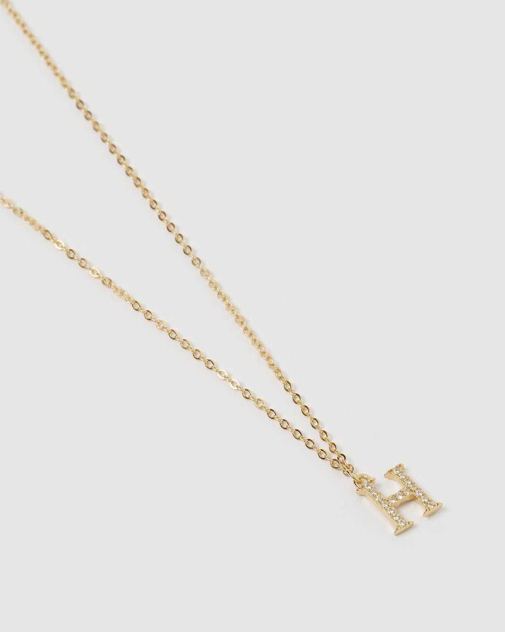 Izoa Crystal Letter H Necklace Gold