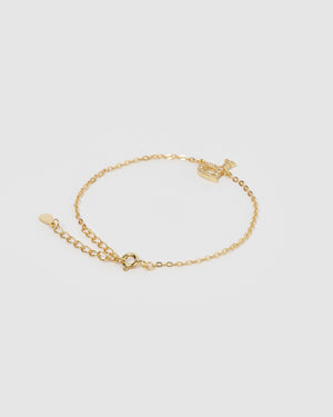 Izoa Crystal Letter P Bracelet Gold