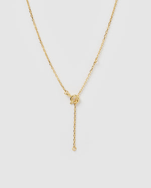 Izoa Pearl Letter E Necklace Gold