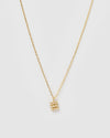 Izoa Pearl Letter E Necklace Gold