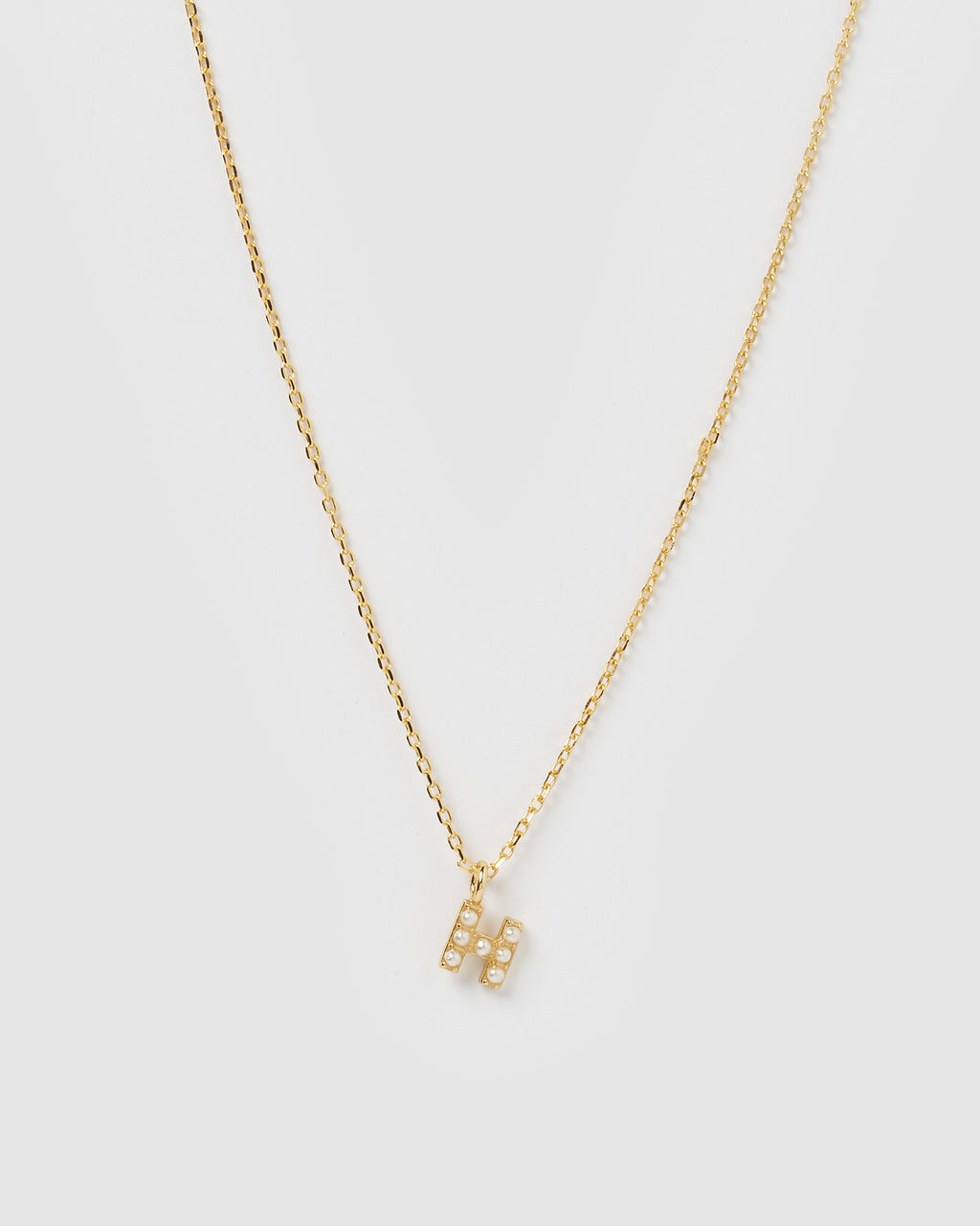 Izoa Pearl Letter H Necklace Gold