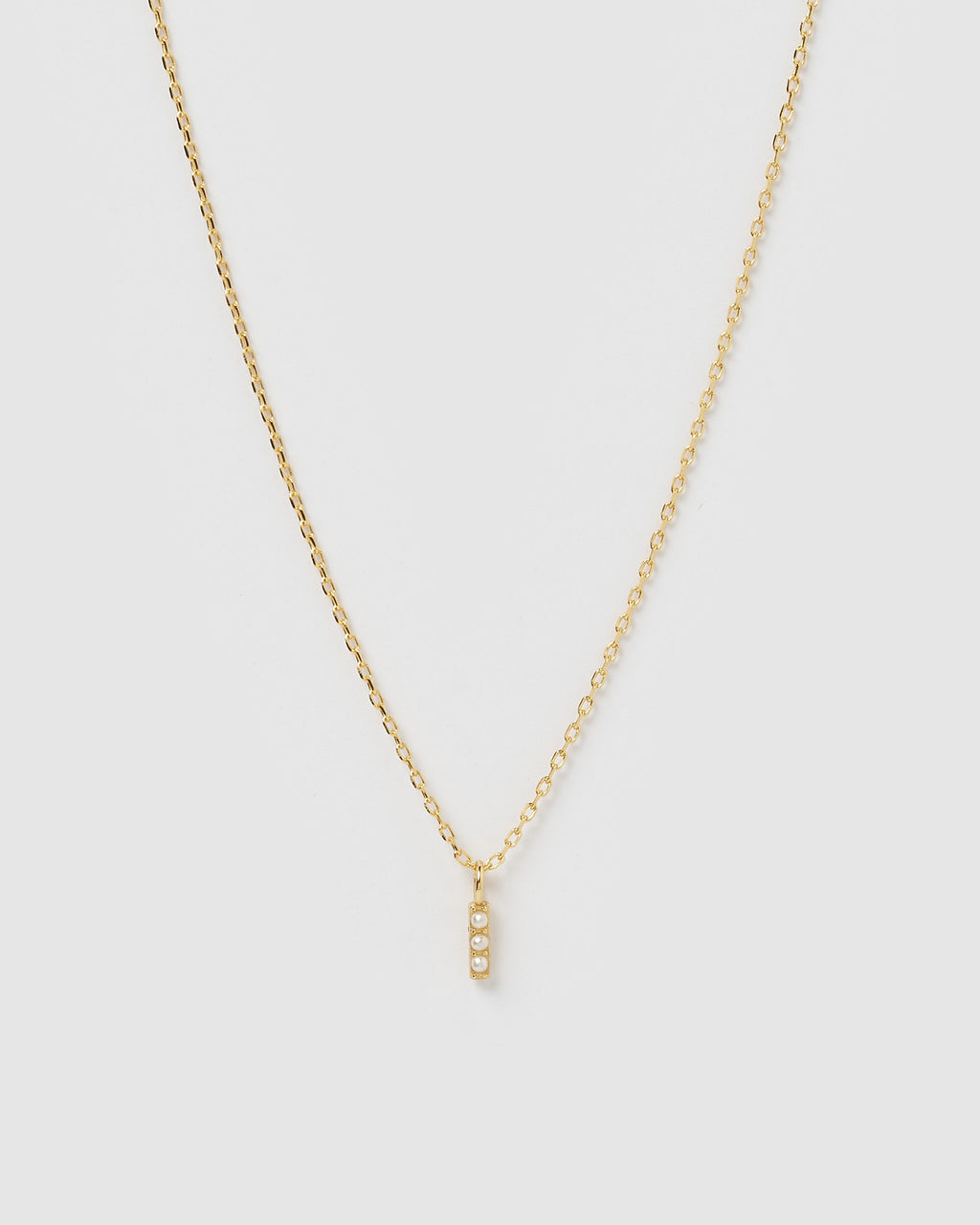 Izoa Pearl Letter I Necklace Gold