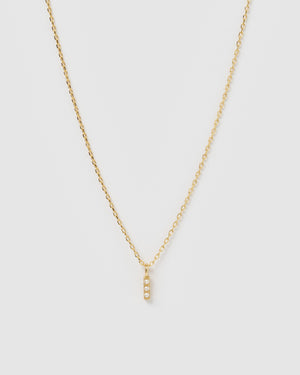 Izoa Pearl Letter I Necklace Gold