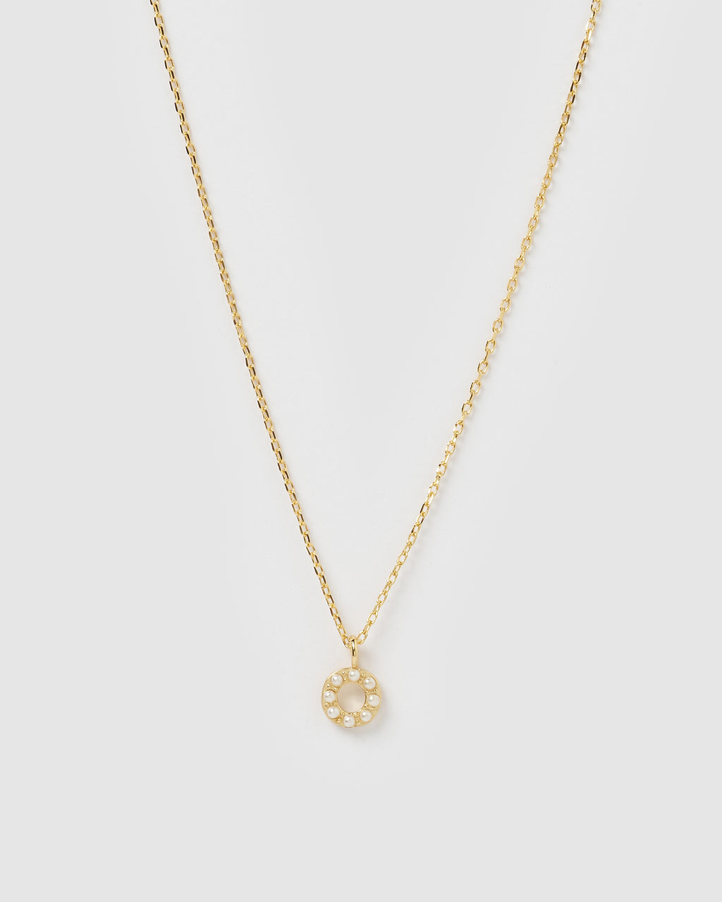 Izoa Pearl Letter O Necklace Gold