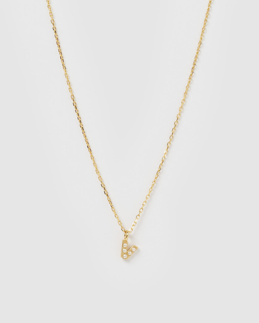 Izoa Pearl Letter V Necklace Gold