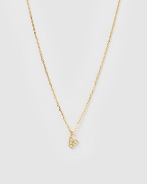 Izoa Pearl Letter V Necklace Gold