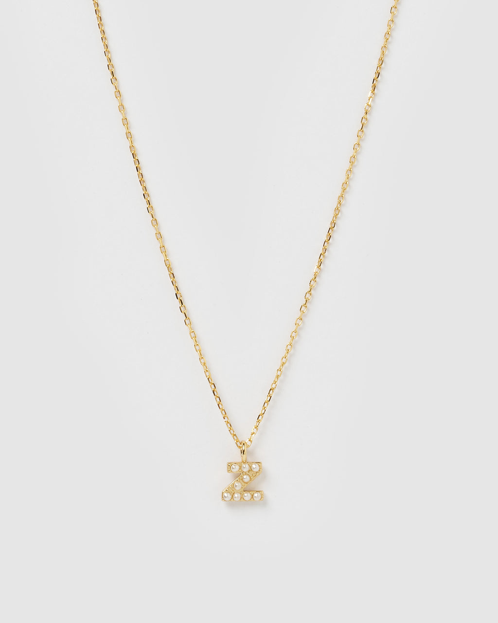 Izoa Pearl Letter Z Necklace Gold