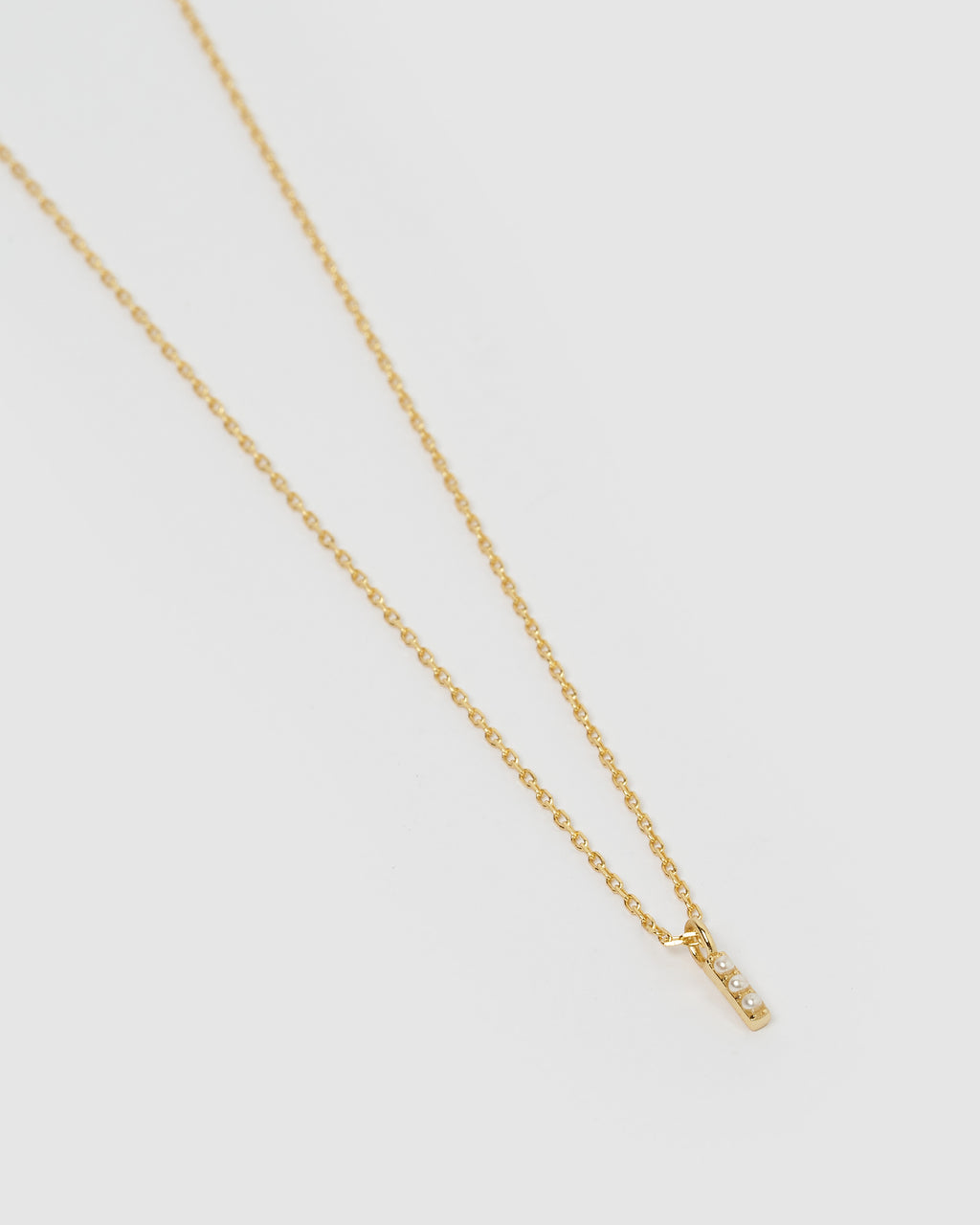 Izoa Pearl Letter I Necklace Gold