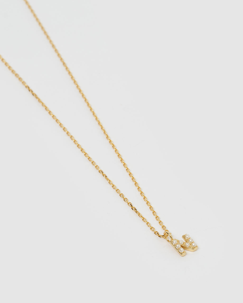 Izoa Pearl Letter N Necklace Gold