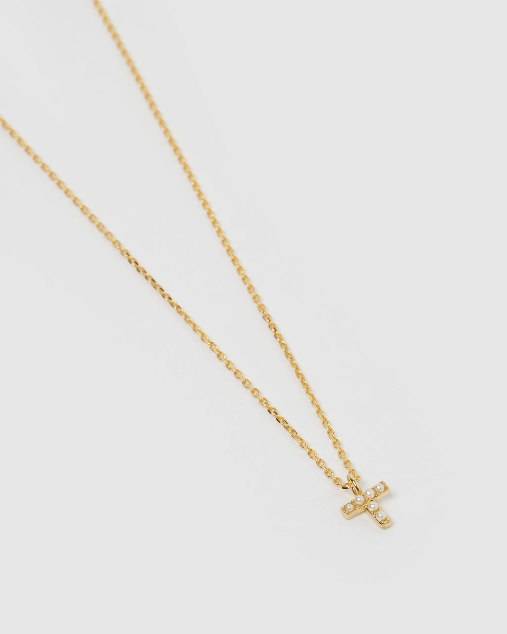 Izoa Pearl Letter T Necklace Gold