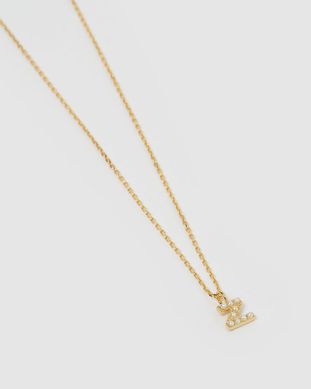 Izoa Pearl Letter Z Necklace Gold