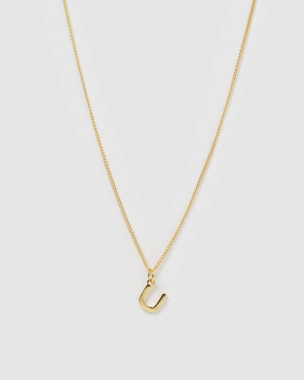 Izoa Alphabet Letter U Necklace Gold