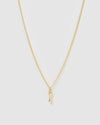 Izoa Alphabet Letter I Necklace Gold