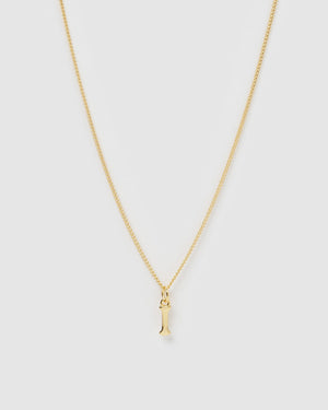 Izoa Alphabet Letter I Necklace Gold