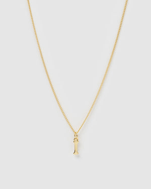 Izoa Alphabet Letter I Necklace Gold