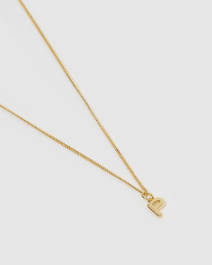 Izoa Alphabet Letter P Necklace Gold