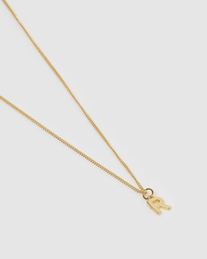 Izoa Alphabet Letter R Necklace Gold