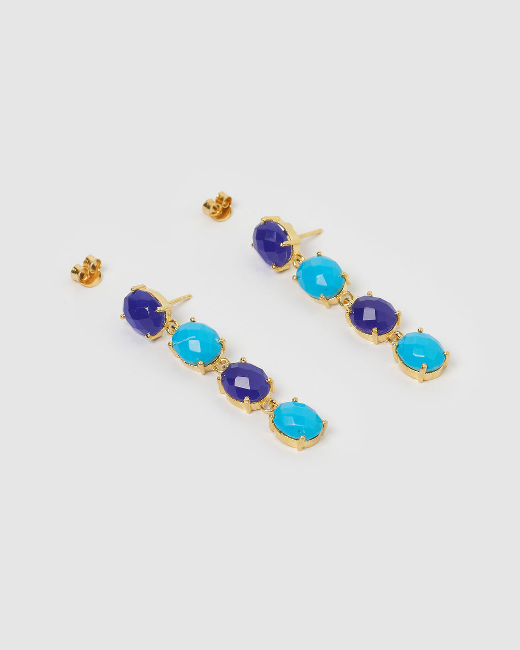Izoa Ravish Earrings Gold Blue