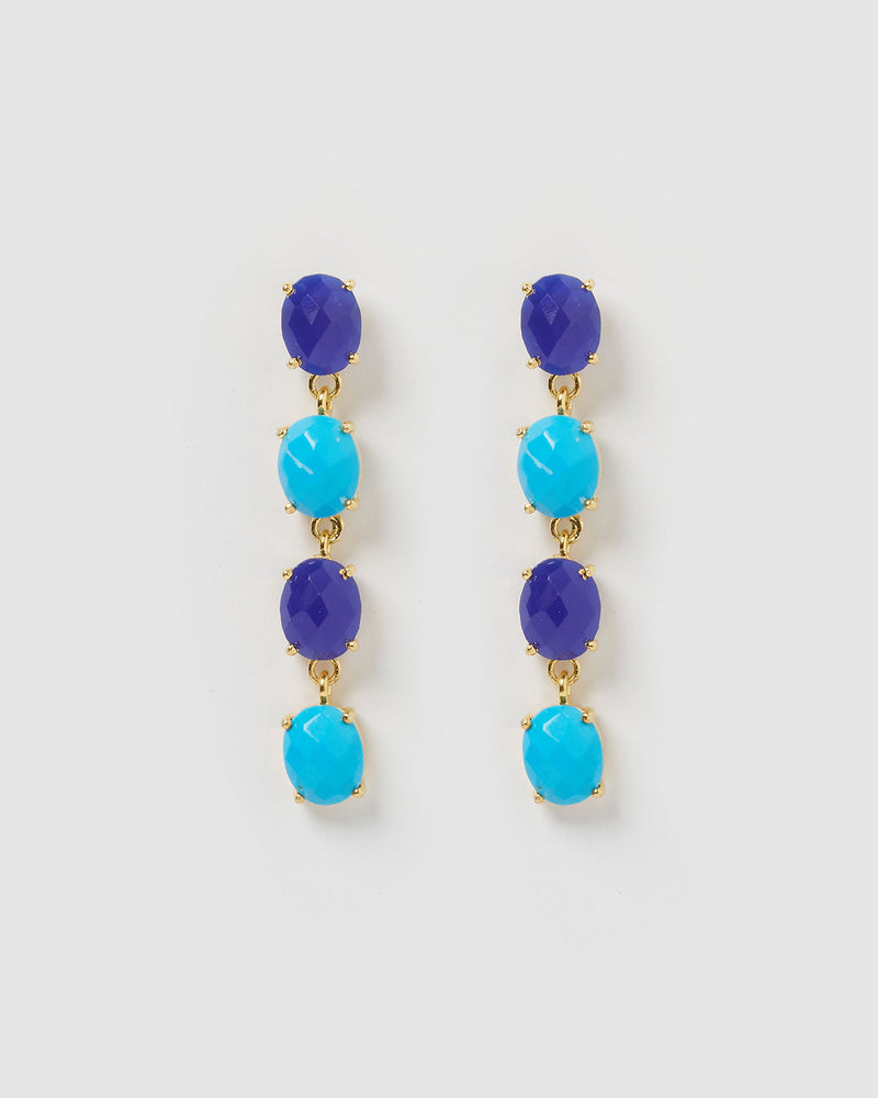 Izoa Ravish Earrings Gold Blue