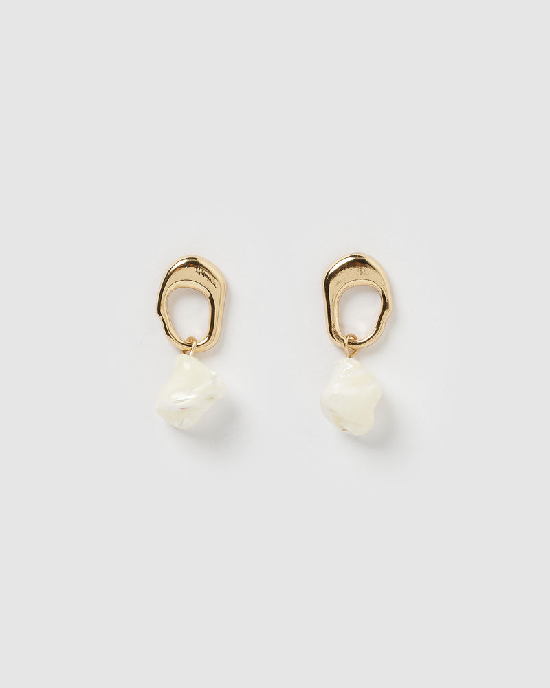Izoa Luna Earrings Gold Freshwater Pearl