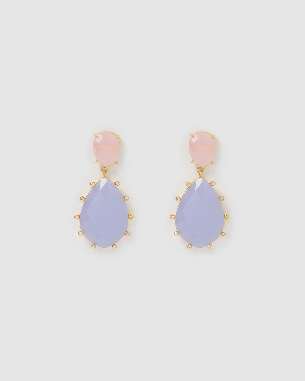 Izoa Bimini Earrings Rose Quartz and Amethyst