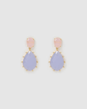 Izoa Bimini Earrings Rose Quartz and Amethyst