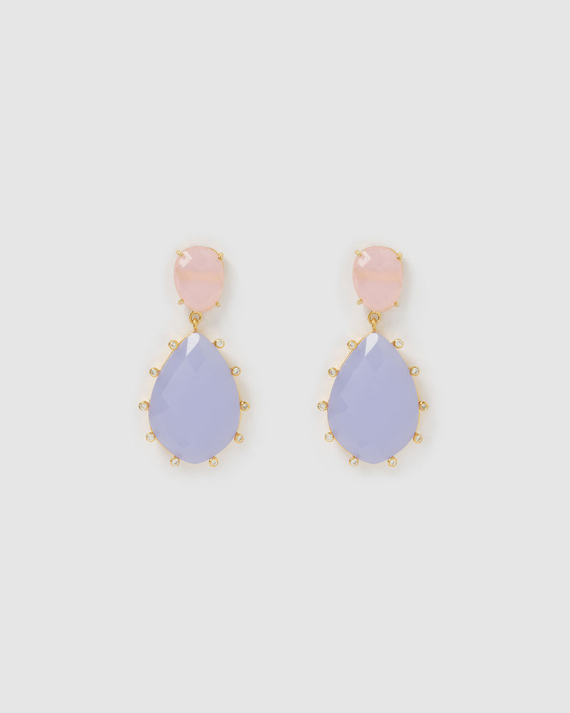 Izoa Bimini Earrings Rose Quartz and Amethyst